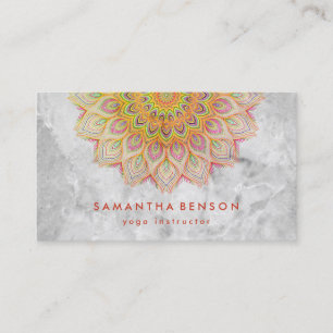 Carte De Visite Élégant instructeur de Yoga Marbre blanc à fleurs 