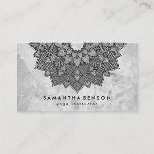 Carte De Visite Élégant instructeur de Yoga Marbre blanc à fleurs