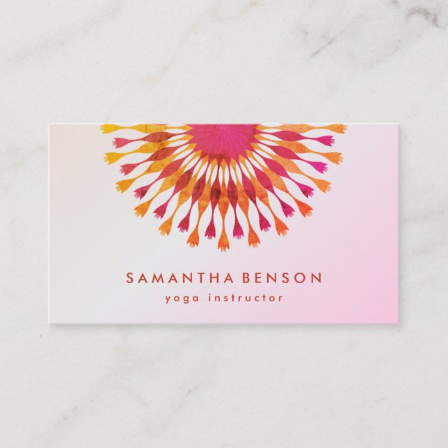Carte De Visite Élégant instructeur de Yoga Marbre blanc à fleurs  (Devant)