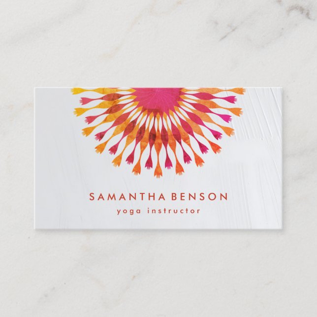 Carte De Visite Élégant instructeur de Yoga Marbre blanc à fleurs  (Devant)