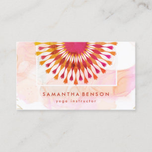 Carte De Visite Élégant instructeur de Yoga Marbre blanc à fleurs 
