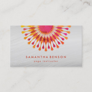 Carte De Visite Élégant instructeur de Yoga Marbre blanc à fleurs