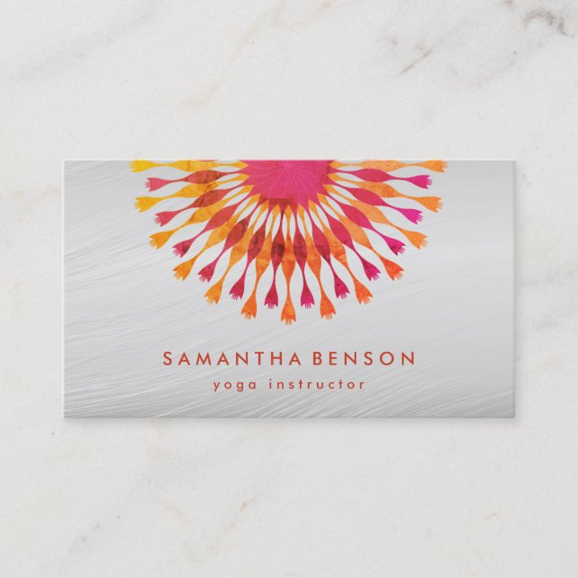 Carte De Visite Élégant instructeur de Yoga Marbre blanc à fleurs  (Devant)