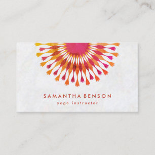 Carte De Visite Élégant instructeur de Yoga Marbre blanc à fleurs