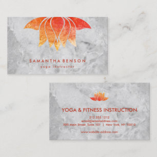 Carte De Visite Élégant instructeur de Yoga Marbre blanc à fleurs