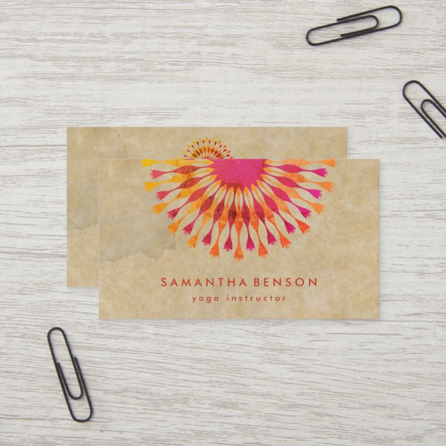 Carte De Visite Élégant instructeur de Yoga Marbre blanc à fleurs  (Devant/Arrière en situation)