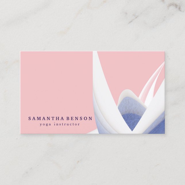 Carte De Visite Élégant instructeur de Yoga Marbre blanc à fleurs  (Devant)