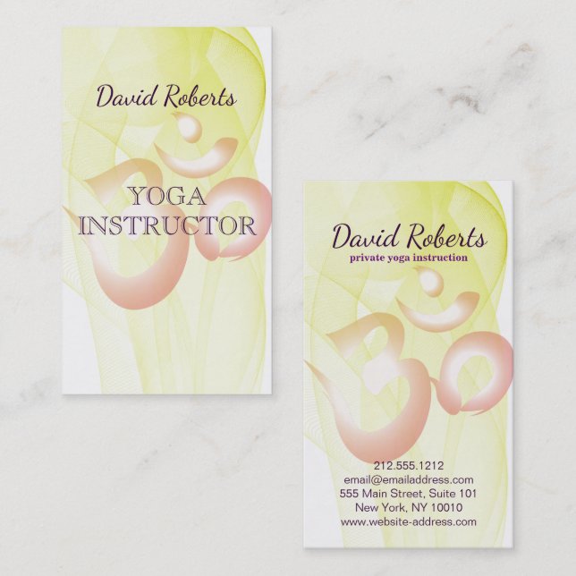 Carte De Visite Élégant instructeur de yoga Om Symbole (Devant / Derrière)