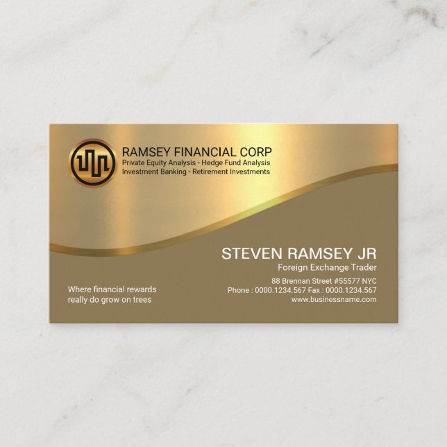Carte De Visite Élégant investissement Gold Wave de la Gold Cover (Devant)