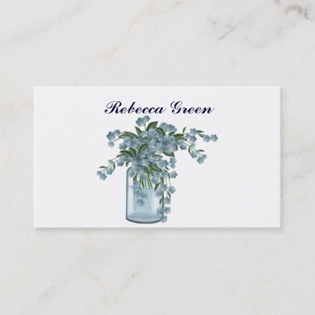 Carte De Visite élégant jardin d'été bleu fleur sauvage mariage (Devant)