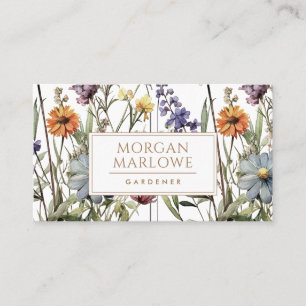 Carte De Visite Élégant jardinier Fleur sauvage Botanique