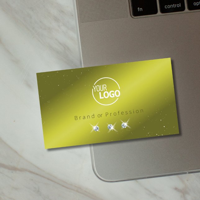 Carte De Visite Élégant Jaune Olive Vert Bijoux Éparkle Ajouter Lo (Créateur téléchargé)