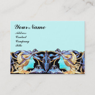 CARTE DE VISITE ELÉGANT JEWEL DE BEAUTÉ FEMME /LADY, BOW BLEU, FLE