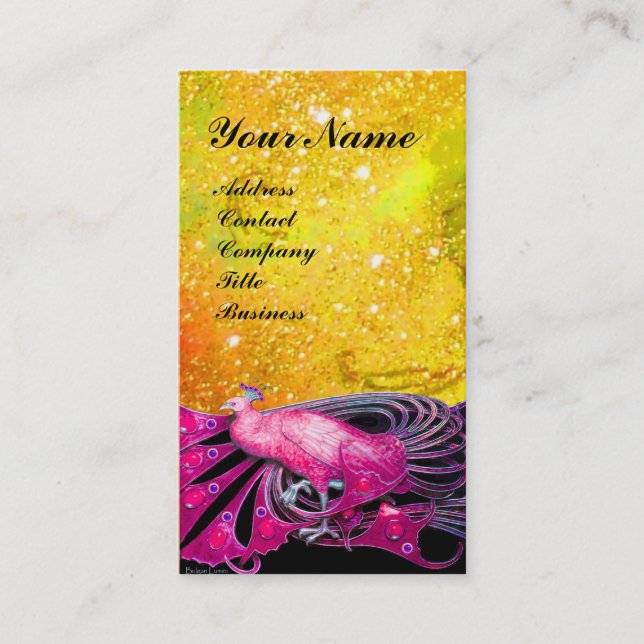 CARTE DE VISITE ELÉGANT JEWEL ROSE PEACOCK EN PARKLES D'OR (Devant)