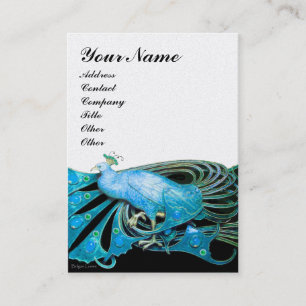 Carte De Visite ÉLÉGANT JOYAU DE PAON BLEU TURQUOISE ,Perle Blanch