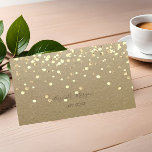 Carte De Visite Élégant, Kraft Rustique, Confettis Dorés