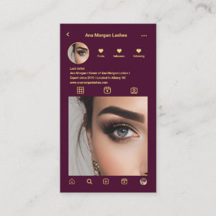 Carte De Visite Élégant Lashes Instagram Photo Grid Qr Code