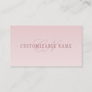 Carte De Visite Élégant lettrage et monogramme   Rose Ombre