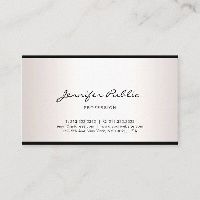 Carte De Visite Élégant Libre Script Moderne Simple Professionnel (Devant)