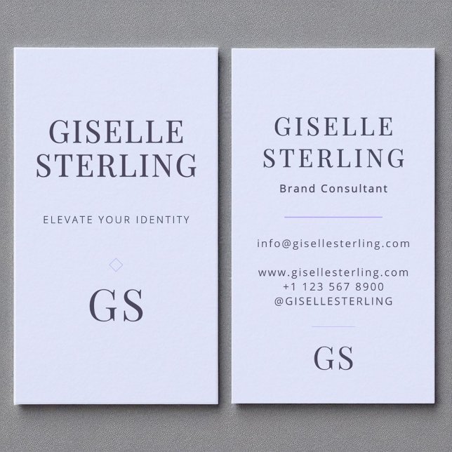 Carte De Visite Élégant Lilac Purple Simple Minimal Monogramme Chi (Créateur téléchargé)