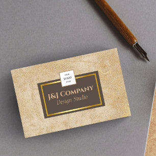 Carte De Visite Élégant logo Brown de trame de texture or