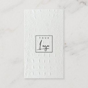 Carte De Visite Élégant logo classique ivoire blanc cuir texture