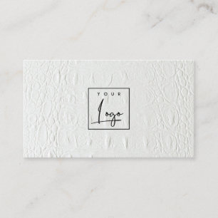Carte De Visite Élégant logo classique ivoire blanc cuir texture