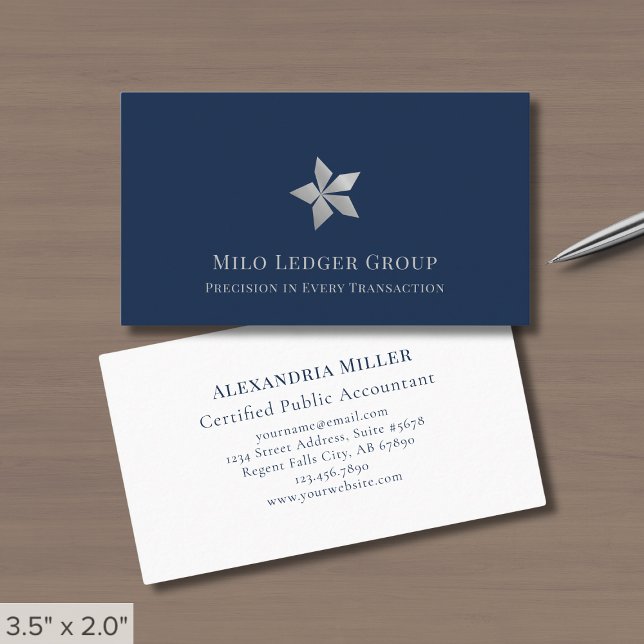 Carte De Visite Élégant logo de luxe bleu marine (Créateur téléchargé)
