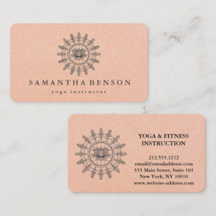 Carte De Visite Élégant Logo Fleur de Lotus Noir & Blanc Yoga