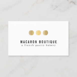 Carte De Visite Élégant logo Gold Macaron Trio en blanc