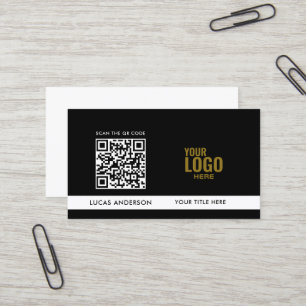 Carte De Visite Élégant logo GRIY QR code golden gradient diviseur