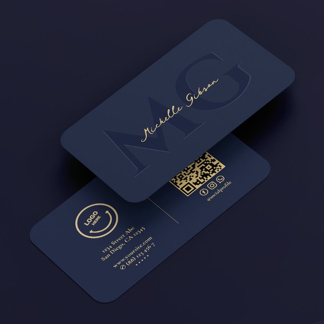 Carte De Visite Élégant logo moderne Dark Navy Professionnel (Elegant Modern Logo Dark Navy Professional Business Card
)