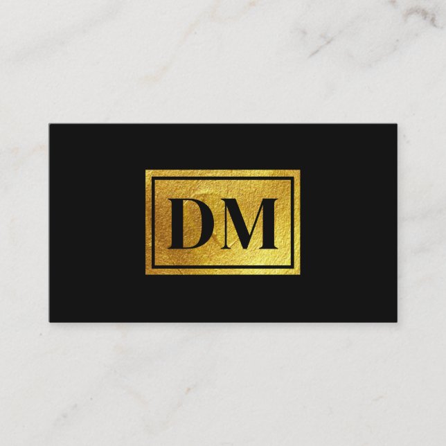 Carte De Visite Élégant logo monogramme Qr Code noir & or (Devant)