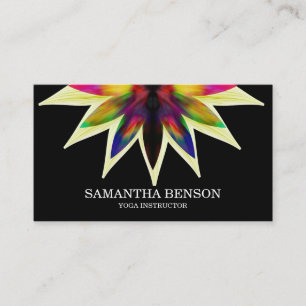 Carte De Visite Élégant logo noir et blanc Fleur Yoga