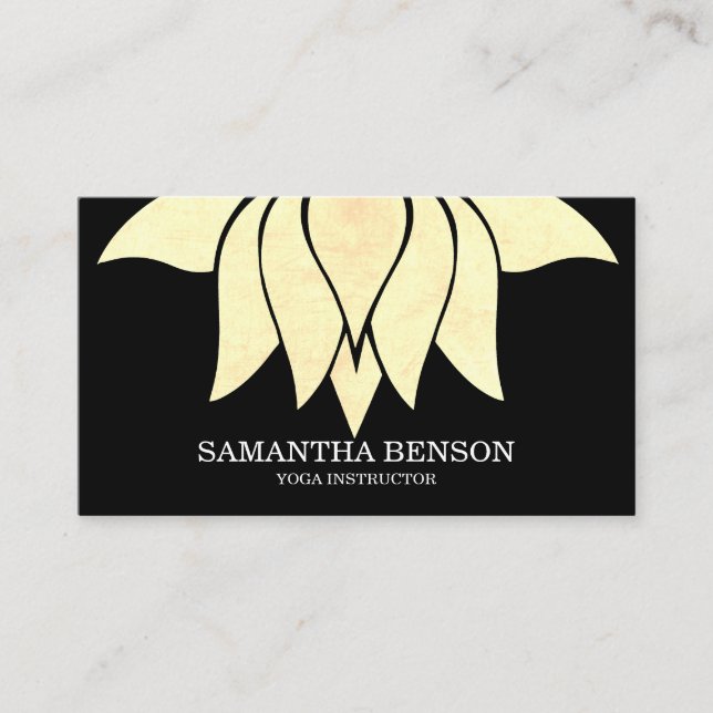 Carte De Visite Élégant logo noir et blanc Fleur Yoga (Devant)