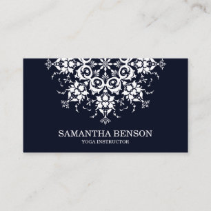 Carte De Visite Élégant logo noir et blanc Fleur Yoga