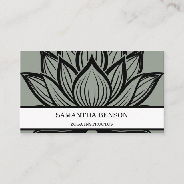 Carte De Visite Élégant logo noir et blanc Fleur Yoga (Devant)