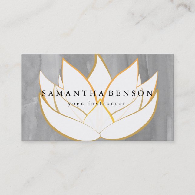 Carte De Visite Élégant logo noir et blanc Fleur Yoga (Devant)