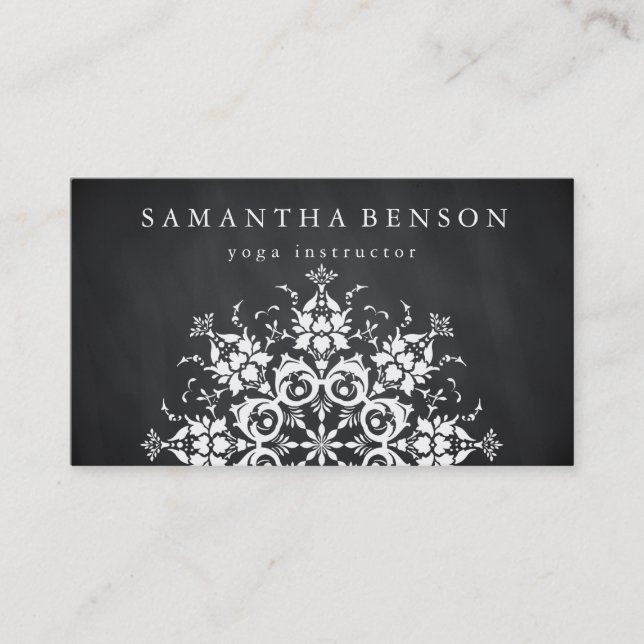 Carte De Visite Élégant logo noir et blanc Fleur Yoga (Devant)