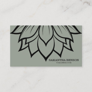 Carte De Visite Élégant logo noir et blanc Fleur Yoga
