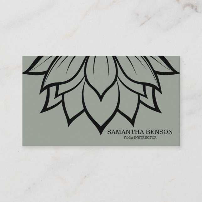 Carte De Visite Élégant logo noir et blanc Fleur Yoga (Devant)