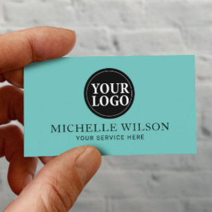 Carte De Visite Élégant logo personnalisé minimaliste Aqua Turquoi
