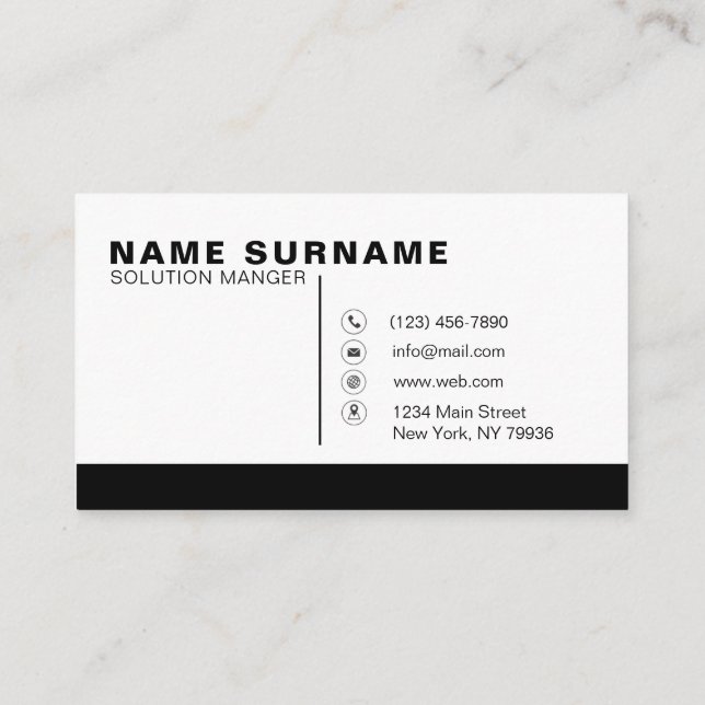 Carte De Visite élégant logo personnalisé noir professionnel (Dos)