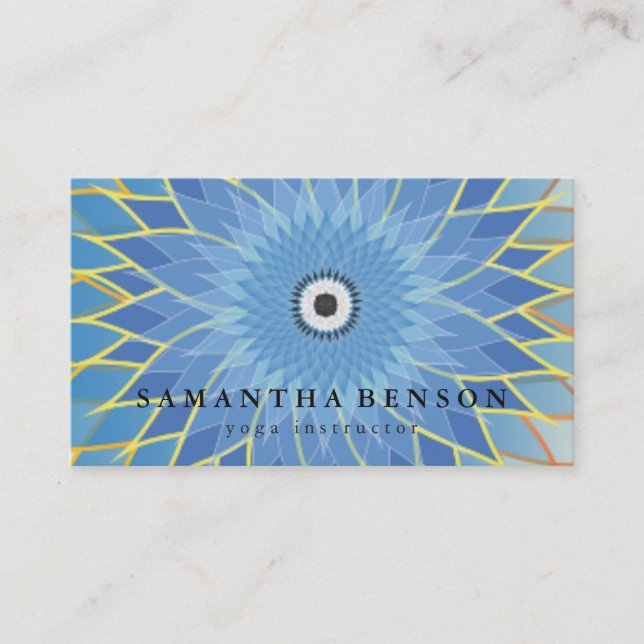Carte De Visite Élégant Lotus Bleu Lotus Logo Yoga (Devant)