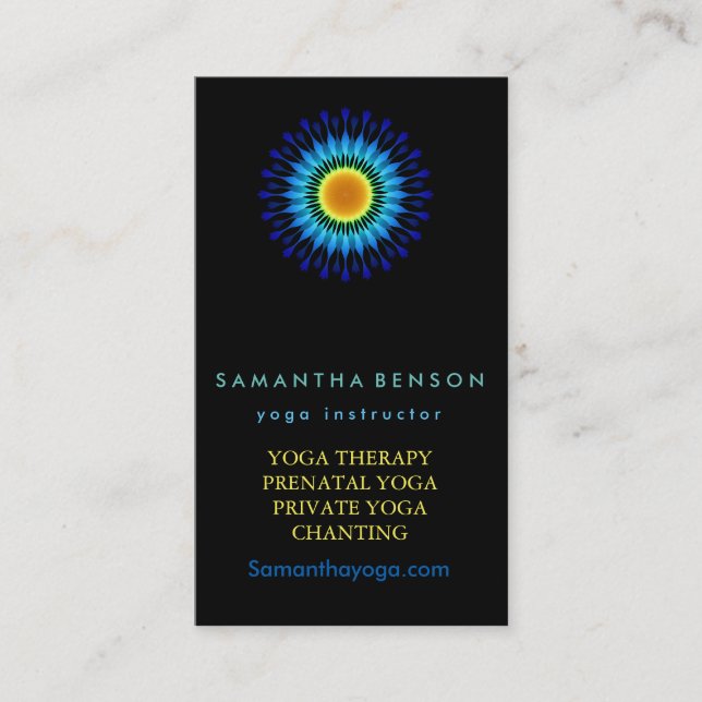 Carte De Visite Élégant Lotus Floral Logo Yoga Méditation (Devant)