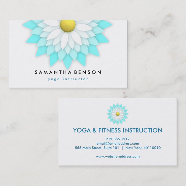 Carte De Visite Élégant Lotus Flower Logo Yoga Instructeur (Devant / Derrière)