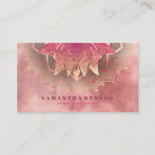 Carte De Visite Élégant Lotus Flower Mandala Logo Yoga Instructe