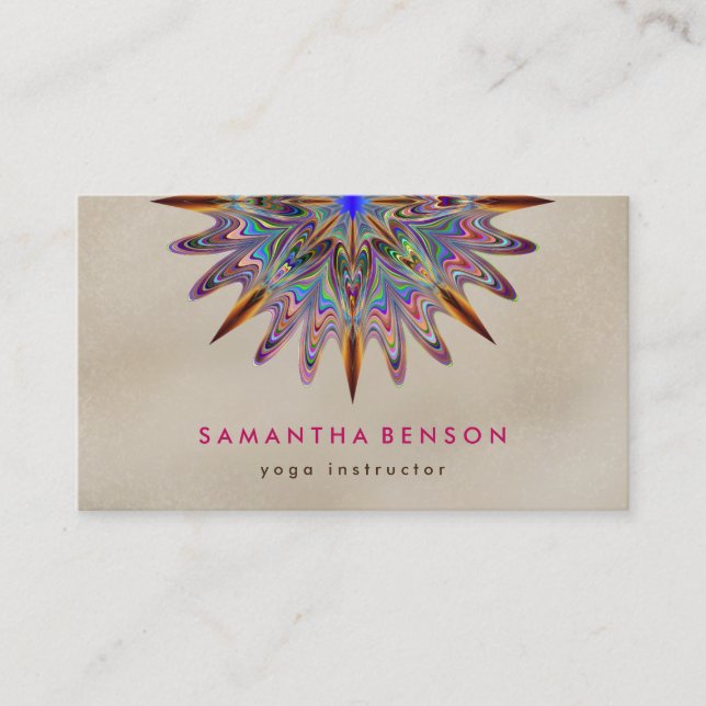 Carte De Visite Élégant Lotus Flower Mandala Logo Yoga Instructeur (Devant)