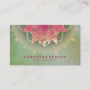 Carte De Visite Élégant Lotus Flower Mandala Logo Yoga Instructeur