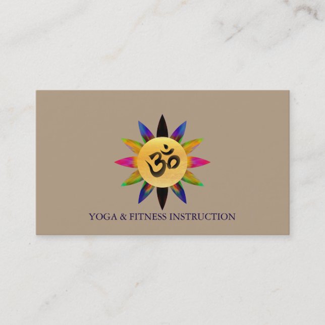 Carte De Visite Élégant Lotus Flower "OM" Logo Yoga (Devant)